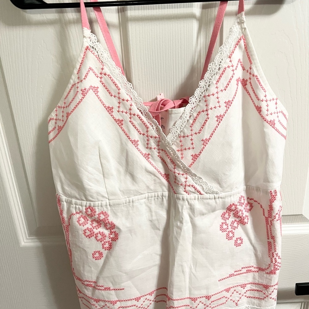 Anthropologie Hope For Flowers by Tracy Reese linen embroidered tank size L - Picture 2 of 6